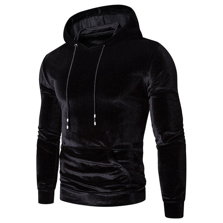 Men's velour hoodie with drawstring hood and kangaroo pocket