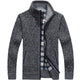 Men's textured knit cardigan jacket with high collar and zip fastening