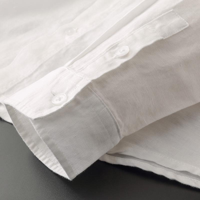 Men's Long Sleeve Linen Blend Hooded Shirt, Button-Front Casual Overshirt with Drawstring Hood