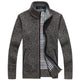 Men's textured knit cardigan jacket with high collar and zip fastening