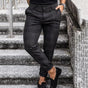 Men's tapered checked chino trousers with belt loops and ankle-length legs