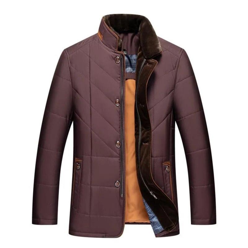 Men's quilted jacket with stand collar and button front