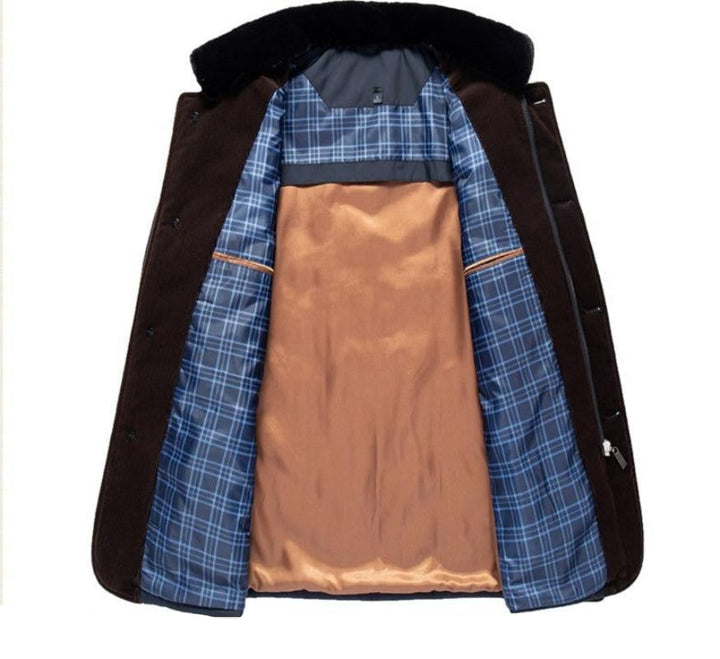 Men's quilted jacket with stand collar and button front