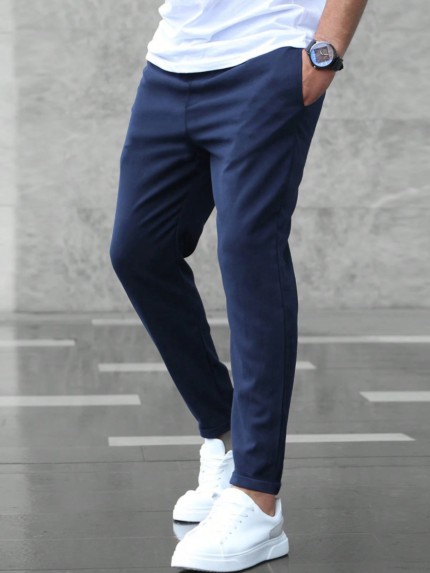 Men's Tapered Trousers, Grey, Drawstring Waist