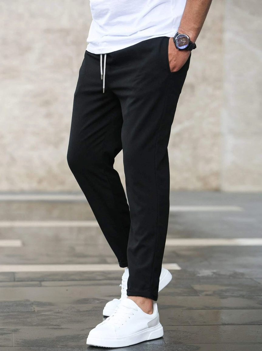 Men's Tapered Trousers, Grey, Drawstring Waist