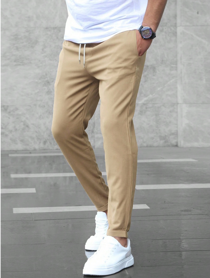 Men's Tapered Trousers, Grey, Drawstring Waist