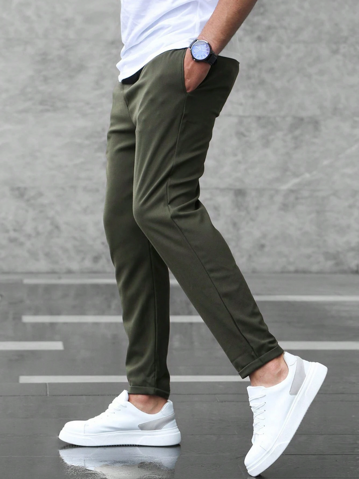 Men's Tapered Trousers, Grey, Drawstring Waist