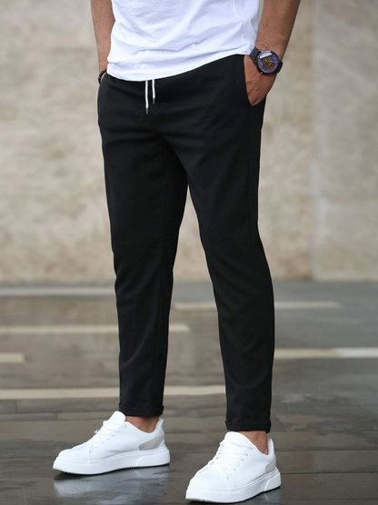 Men's Tapered Joggers, Drawstring Waist, Grey