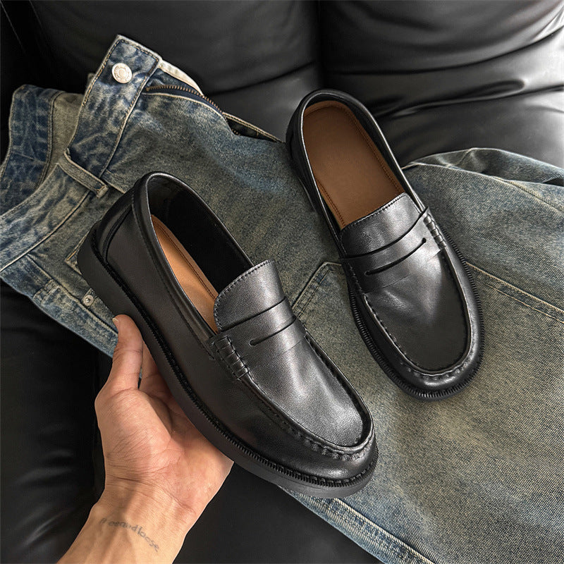 Men's Leather Loafers, Penny Strap, Slip On, Round Toe