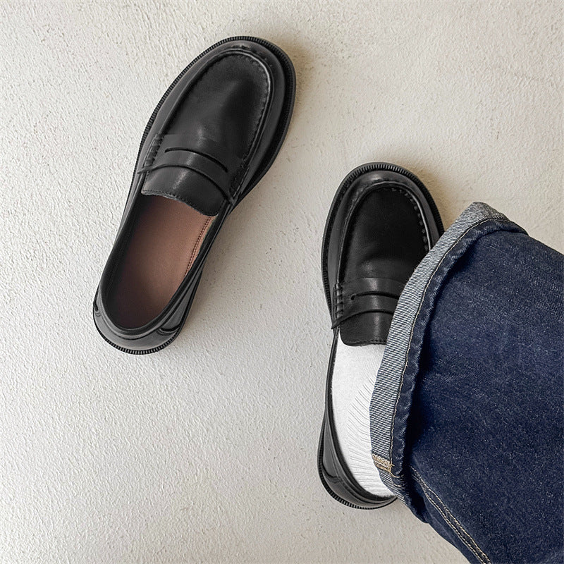 Men's Leather Loafers, Penny Strap, Slip On, Round Toe