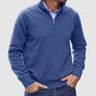 Men's long-sleeve half-zip mock neck jumper with ribbed cuffs and hem