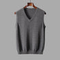 Men's sleeveless V-neck knitted sweater vest with ribbed trims