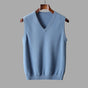 Men's sleeveless V-neck knitted sweater vest with ribbed trims