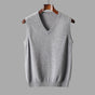 Men's sleeveless V-neck knitted sweater vest with ribbed trims