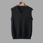 Men's sleeveless V-neck knitted sweater vest with ribbed trims