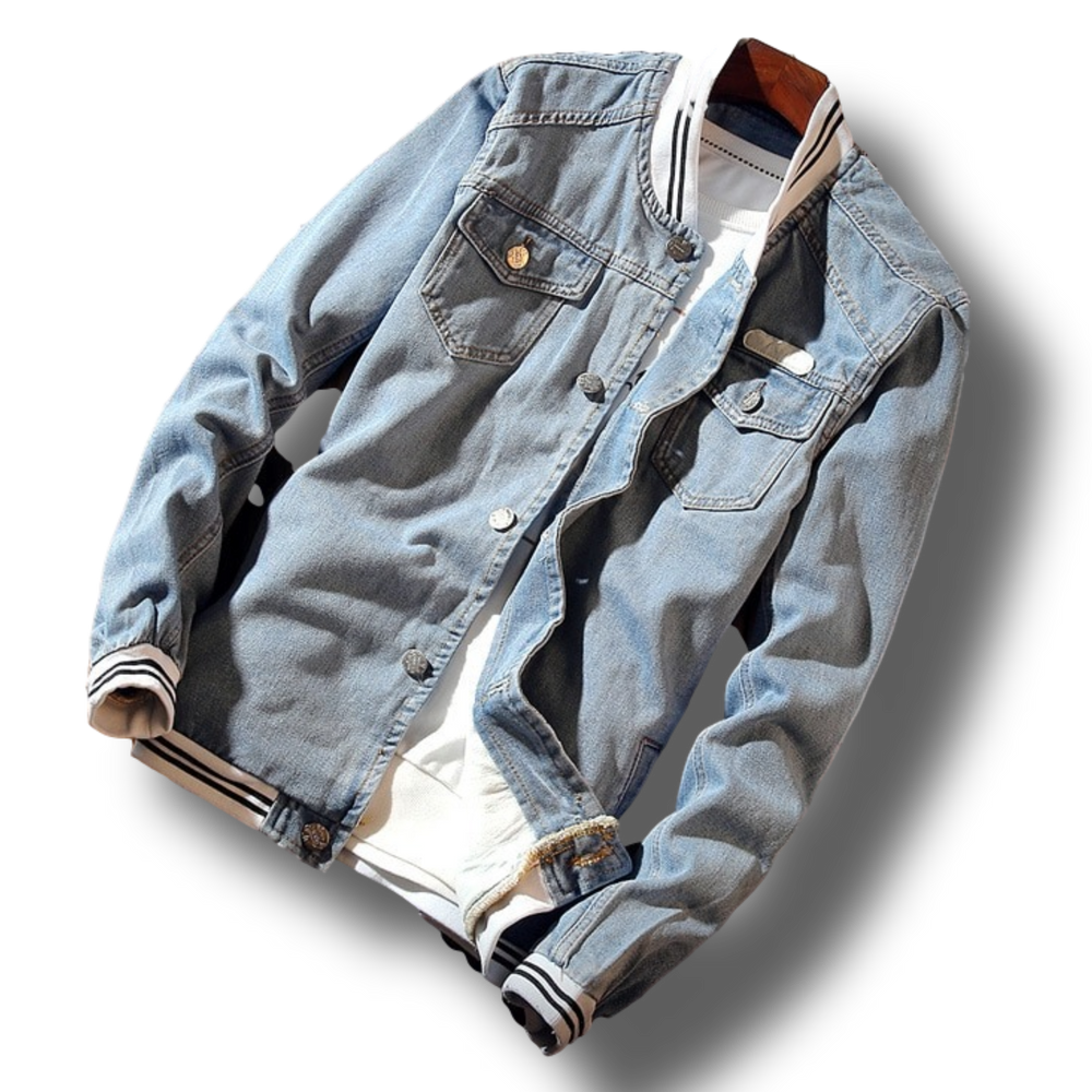Men's denim jacket with button front