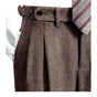 Men's pleated herringbone trousers with side adjuster and long wide legs