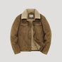 Men's corduroy jacket with contrasting shearling-style collar and button front