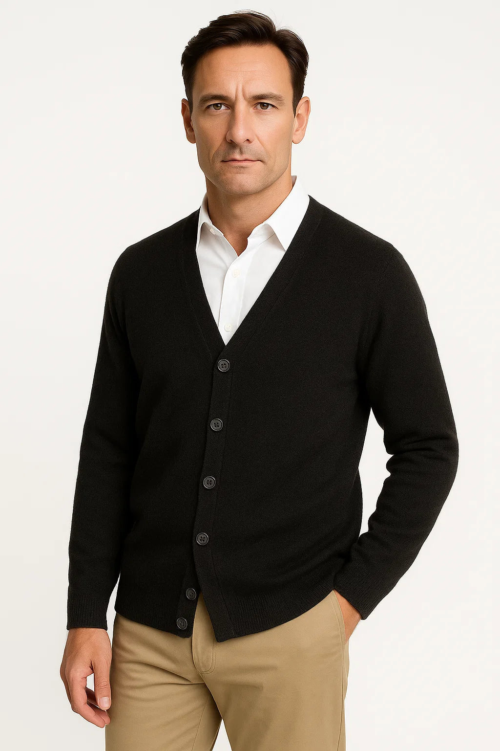 Men's Merino Wool V-Neck Cardigan