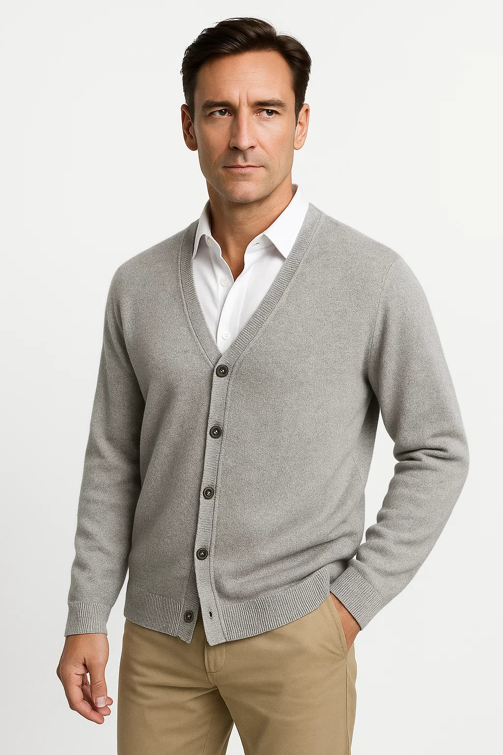 Men's Merino Wool V-Neck Cardigan