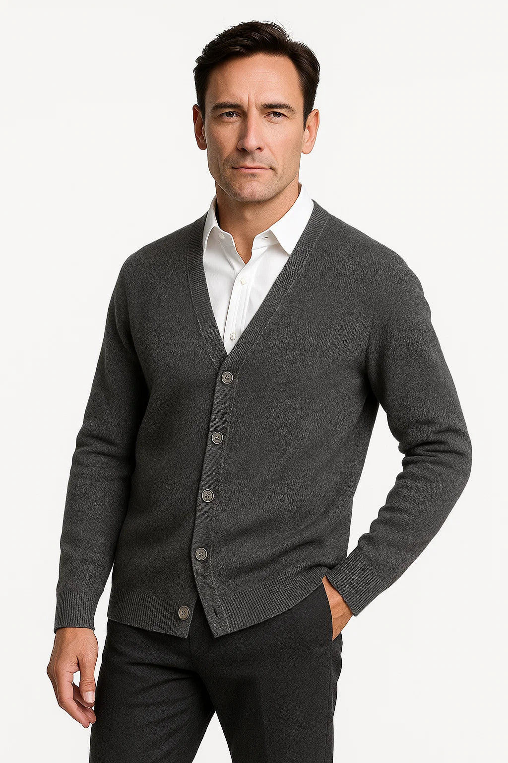Men's Merino Wool V-Neck Cardigan