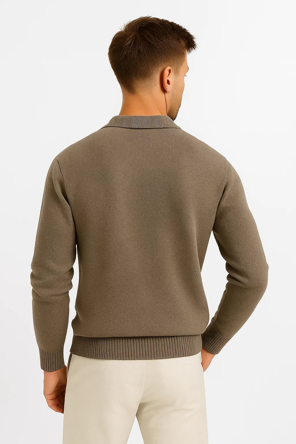 Men's Classic Knit Polo Jumper with Structured Collar