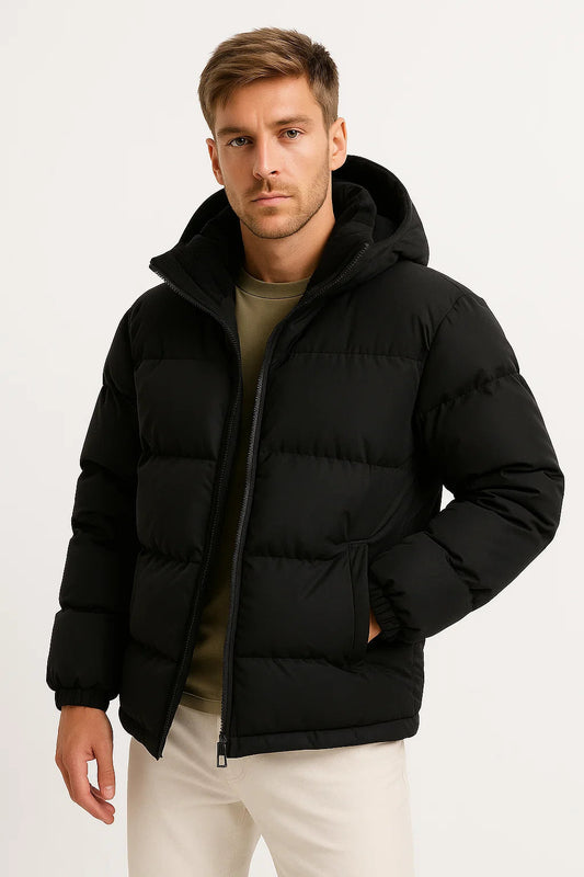 Men's hooded lined jacket with pockets