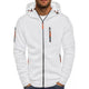Men's knitted hooded jumper with front zip and drawstring