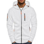 Men's knitted hooded jumper with front zip and drawstring