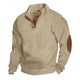 Textured knit sweater with funnel neck and elbow patches