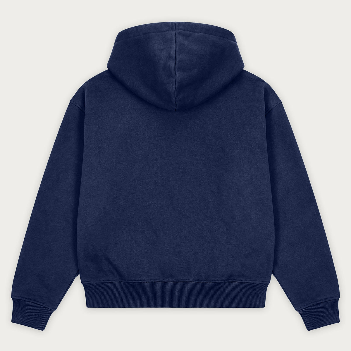 Navy plain hoodie with hood, long sleeves and front kangaroo pocket