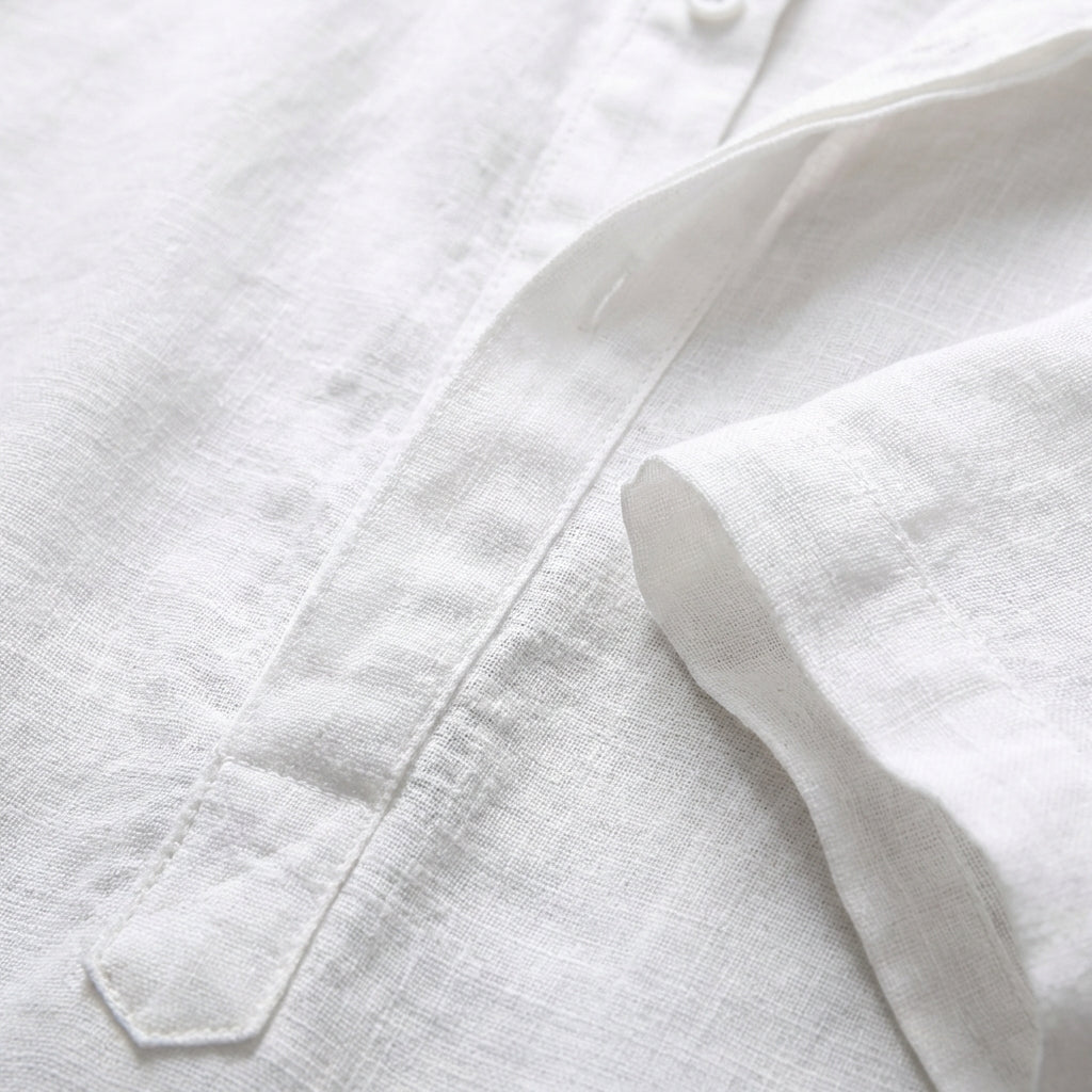 Men's Henley Shirt, Mandarin Collar Roll Up Sleeve Half Button Casual Summer Shirt