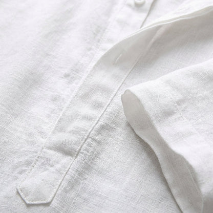 Men's Henley Shirt, Mandarin Collar Roll Up Sleeve Half Button Casual Summer Shirt