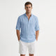 Men's Henley Shirt, Mandarin Collar Roll Up Sleeve Half Button Casual Summer Shirt