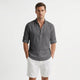 Men's Henley Shirt, Mandarin Collar Roll Up Sleeve Half Button Casual Summer Shirt