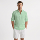 Men's Henley Shirt, Mandarin Collar Roll Up Sleeve Half Button Casual Summer Shirt