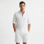 Men's Henley Shirt, Mandarin Collar Roll Up Sleeve Half Button Casual Summer Shirt