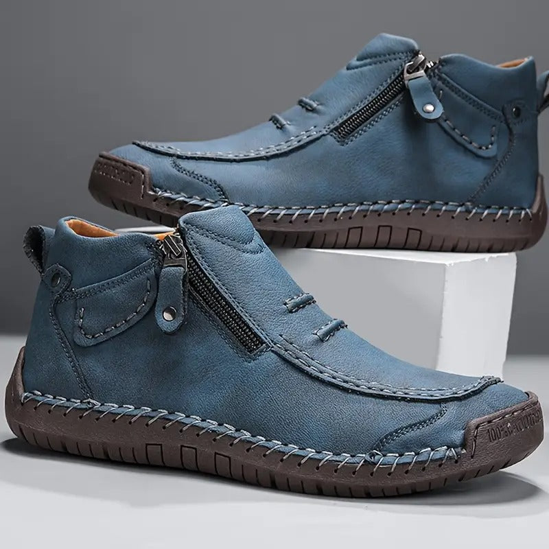 Men's Leather Dress Shoes, Cushioned Lace-Up Smart Casual Shoes for Office and Evening