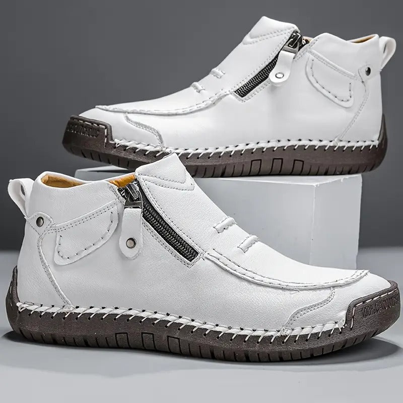 Men's Leather Dress Shoes, Cushioned Lace-Up Smart Casual Shoes for Office and Evening