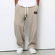 Men's relaxed fit trousers with drawstring waist in blue textured weave