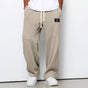 Men's relaxed fit trousers with drawstring waist in blue textured weave