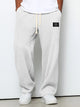 Men's relaxed fit trousers with drawstring waist in blue textured weave