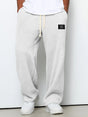 Men's relaxed fit trousers with drawstring waist in blue textured weave