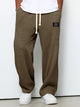 Men's relaxed fit trousers with drawstring waist in blue textured weave