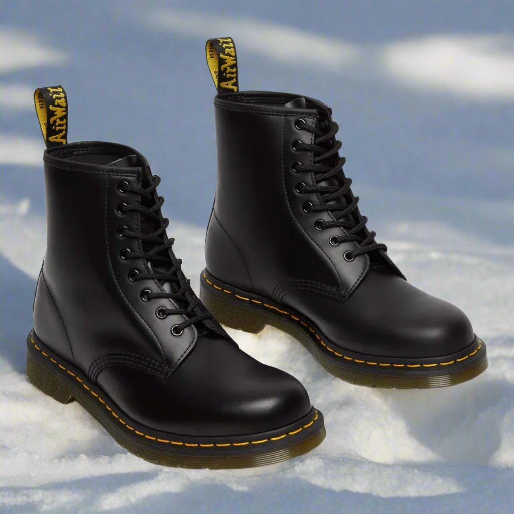 Men's ankle-height combat boots with lace-up front and chunky sole