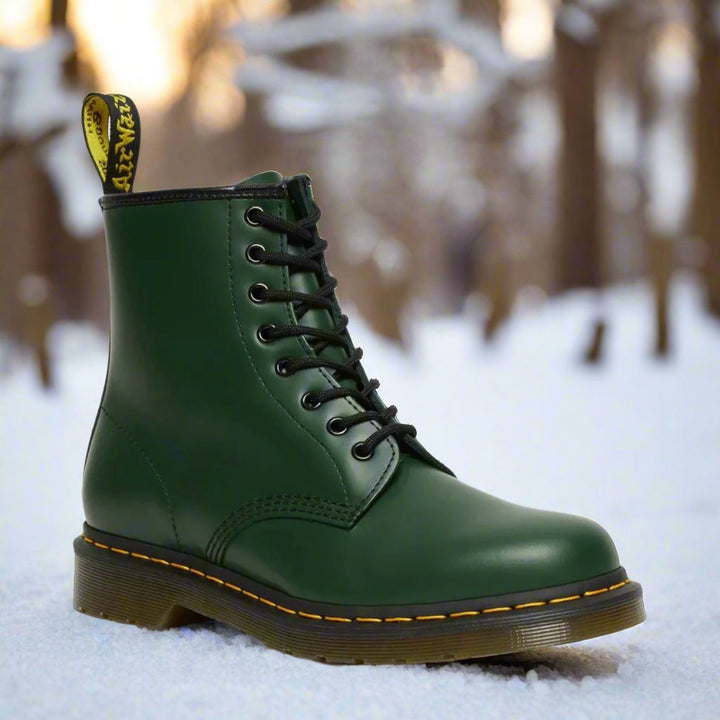 Men's ankle-height combat boots with lace-up front and chunky sole