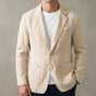 Men's textured blazer with notch lapels, long sleeves, buttons and patch pockets