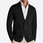 Men's knitted blazer with notched lapels, long sleeves and patch pockets
