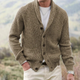 Men's ribbed cardigan with shawl collar, button front and patch pockets
