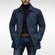 Men's trench jacket with pointed collar, button front and side pockets